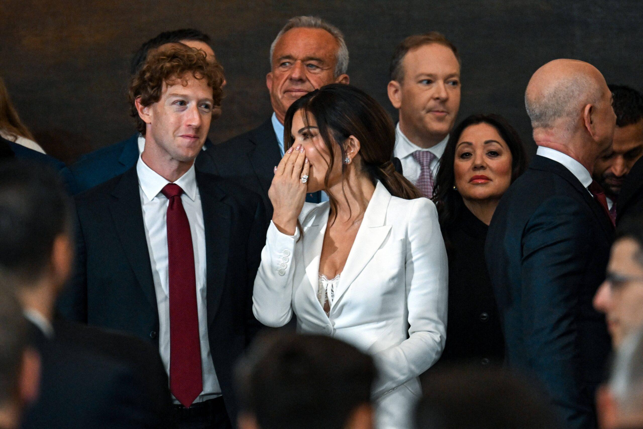 Mark Zuckerberg and Lauren Sanchez at the inauguration of Donald Trump