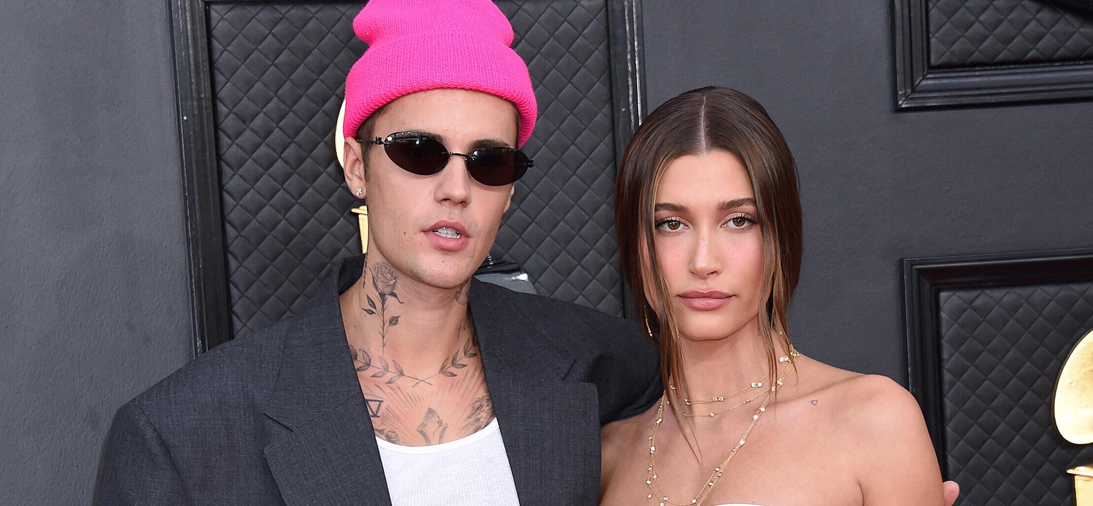 Justin Bieber and Hailey Bieber at The 64th Annual GRAMMY Awards