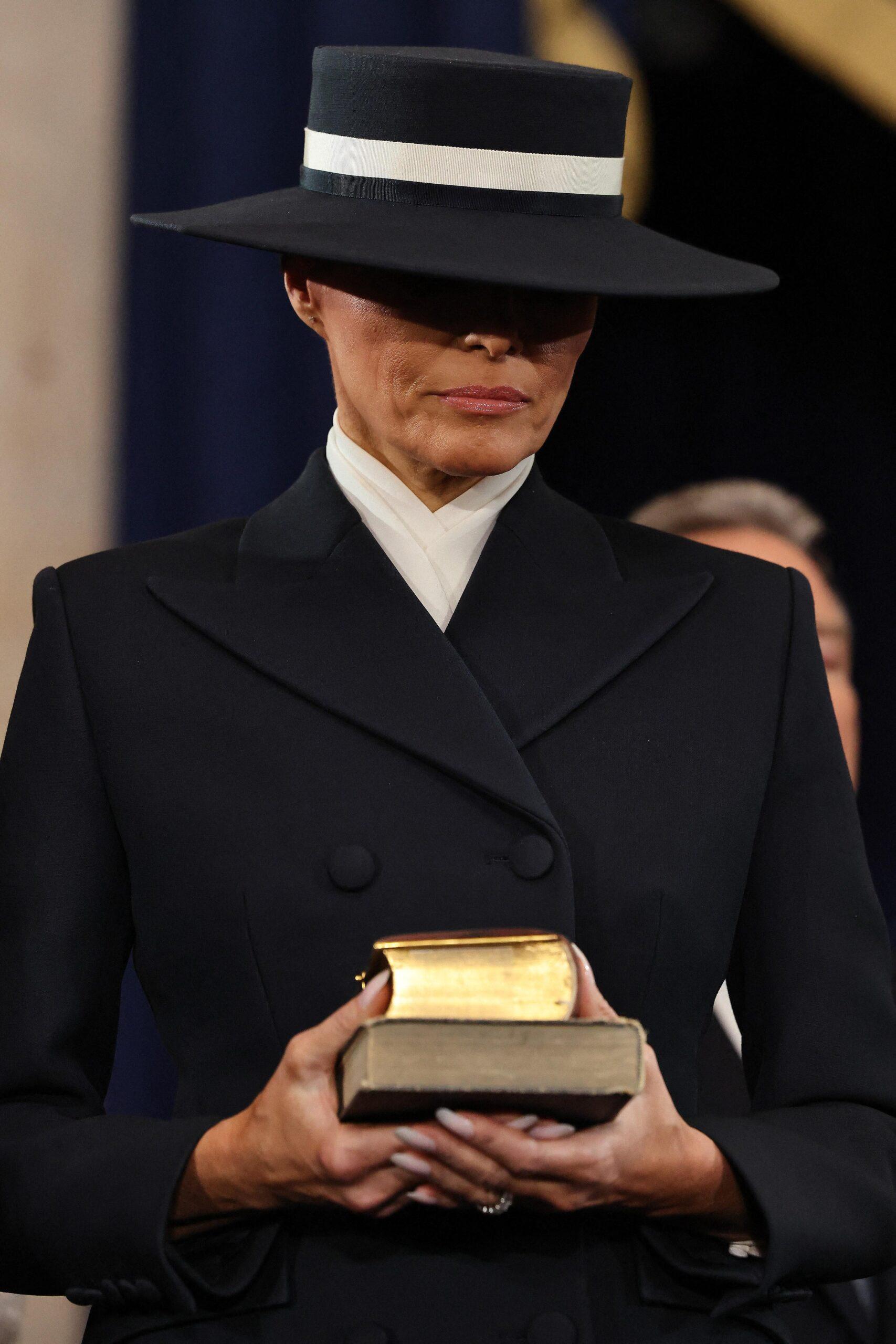 Melania Trump holds two bibles during President Trump's inauguration