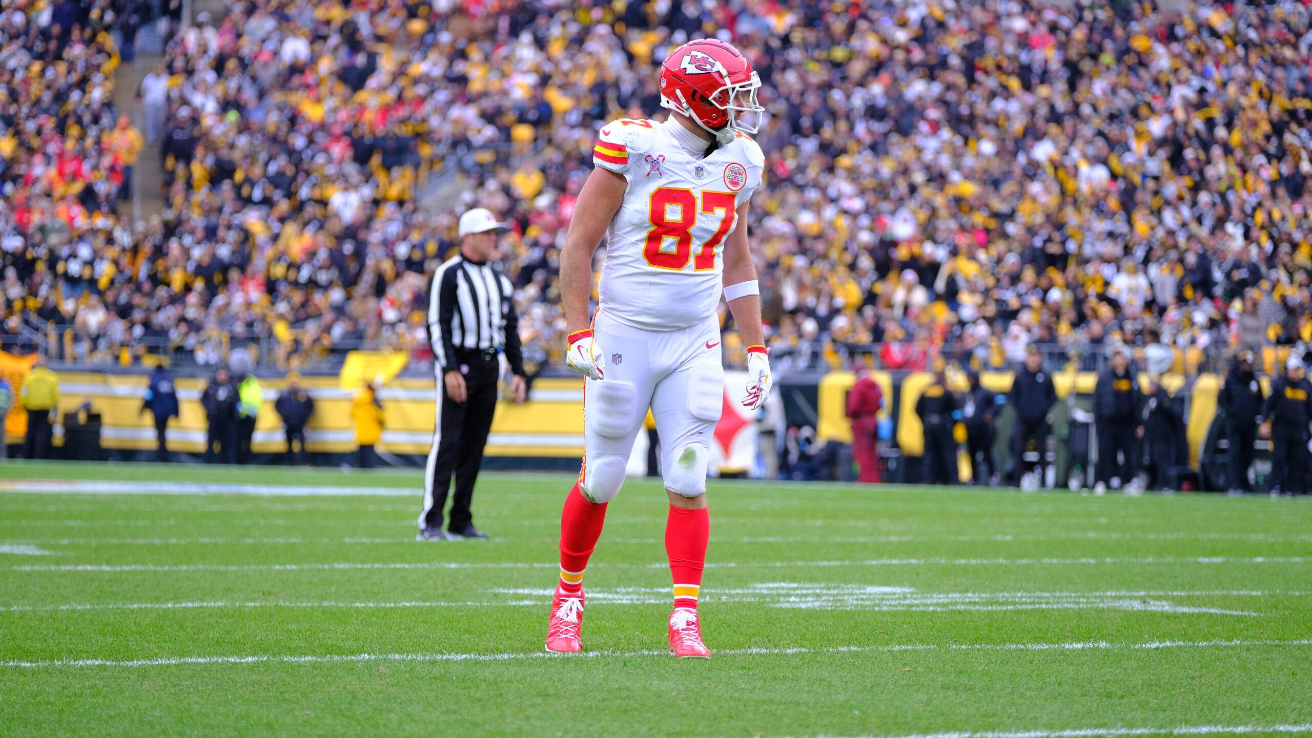 Travis Kelce on the football field