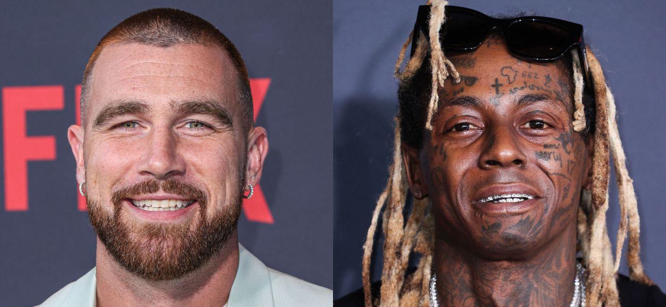 Travis Kelce (left) Lil Wayne (right)