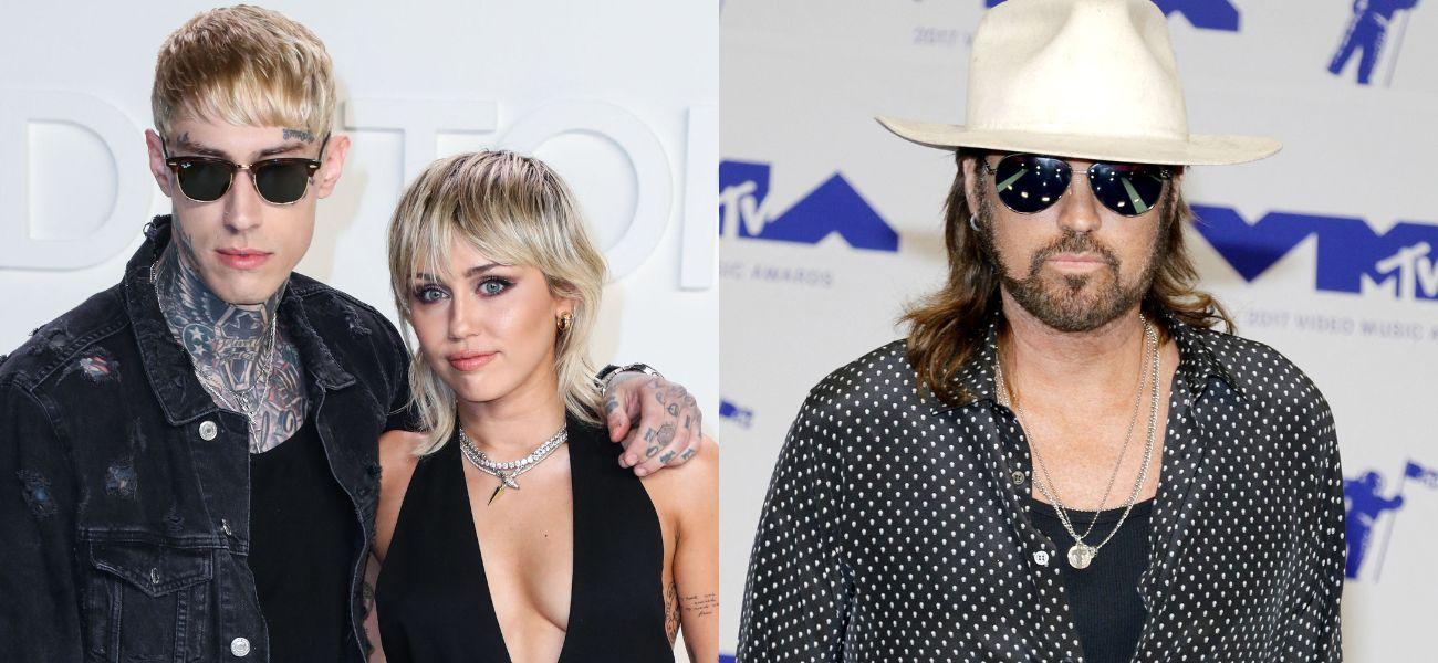 Trace Cyrus and Miley Cyrus (left) Billy Ray Cyrus (right)