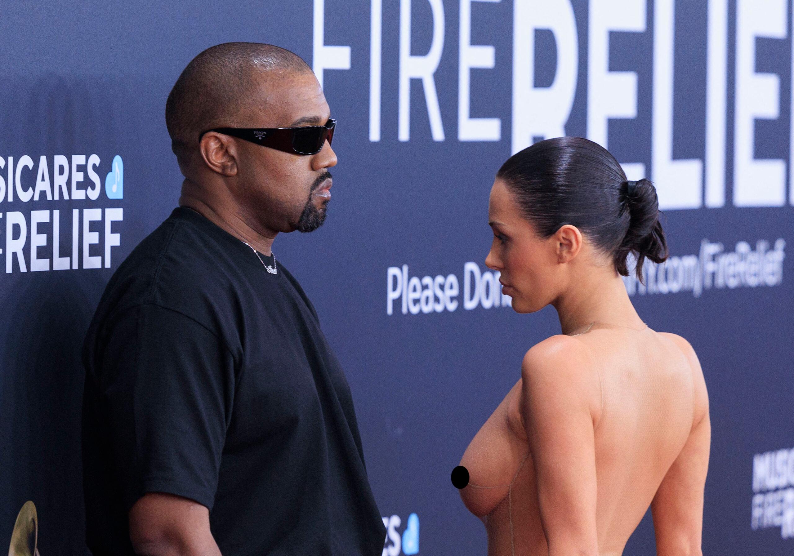 Kanye West and wife Bianca Censori on the 67th Annual Grammy Awards red carpet