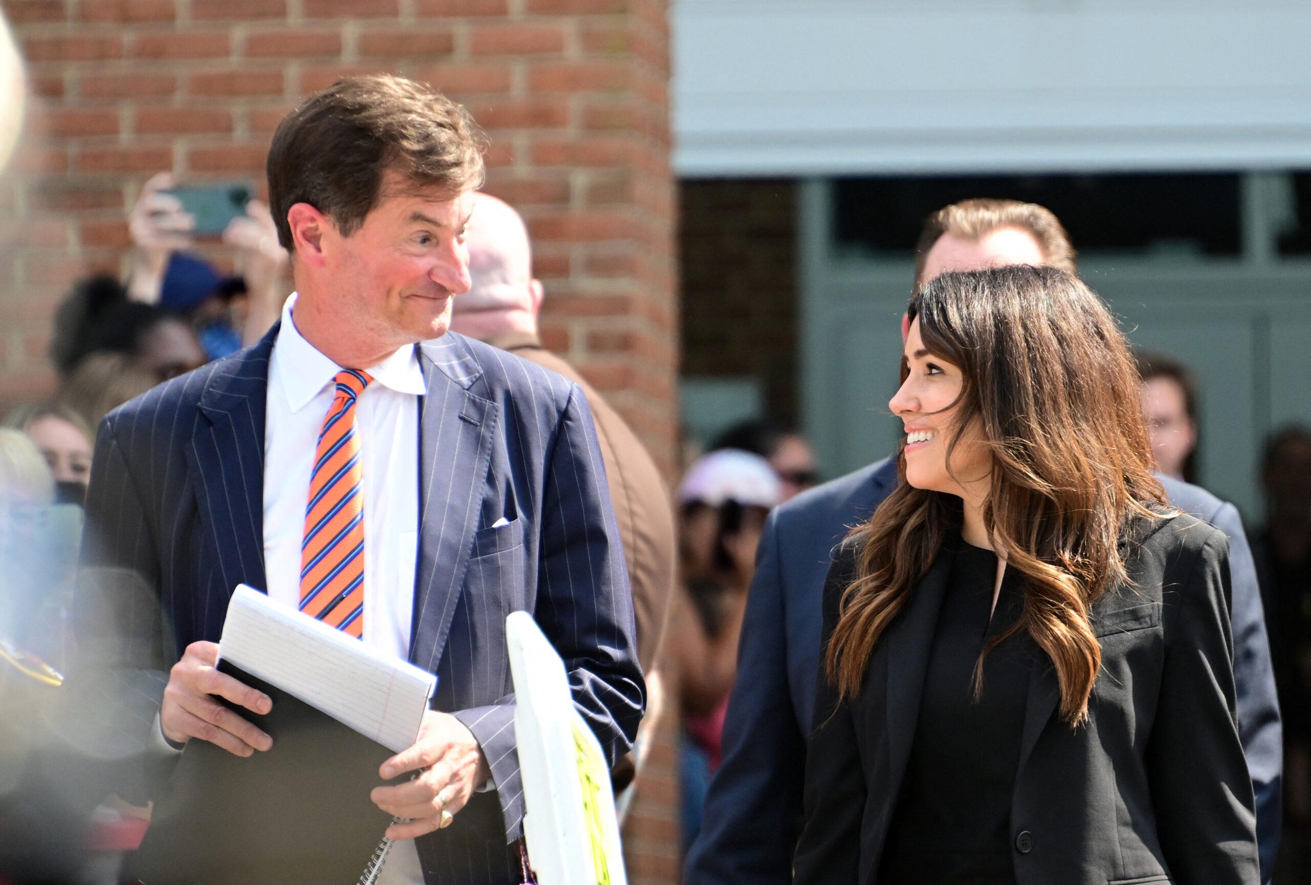 Benjamin G. Chew and Camille Vasquez outside courthouse 