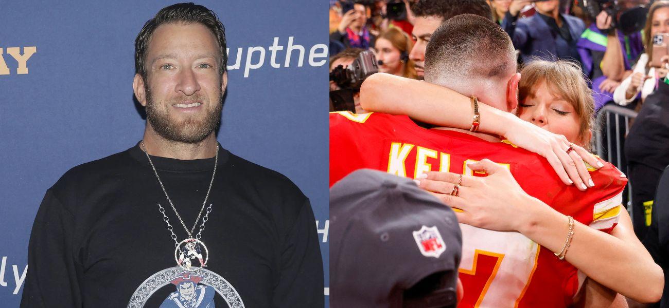 Dave Portnoy, Travis Kelce and Taylor Swift photo collage