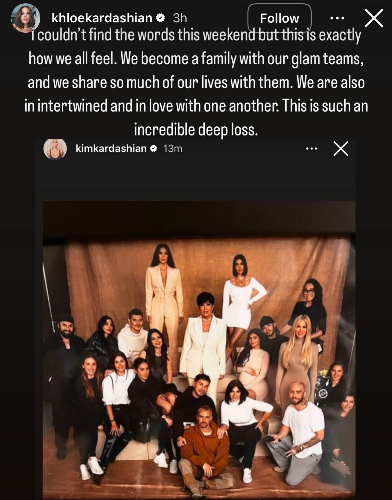 Khloe Kardashian's tribute to hairstylist