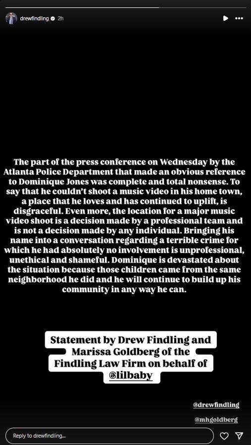 Lil Baby legal team's statement