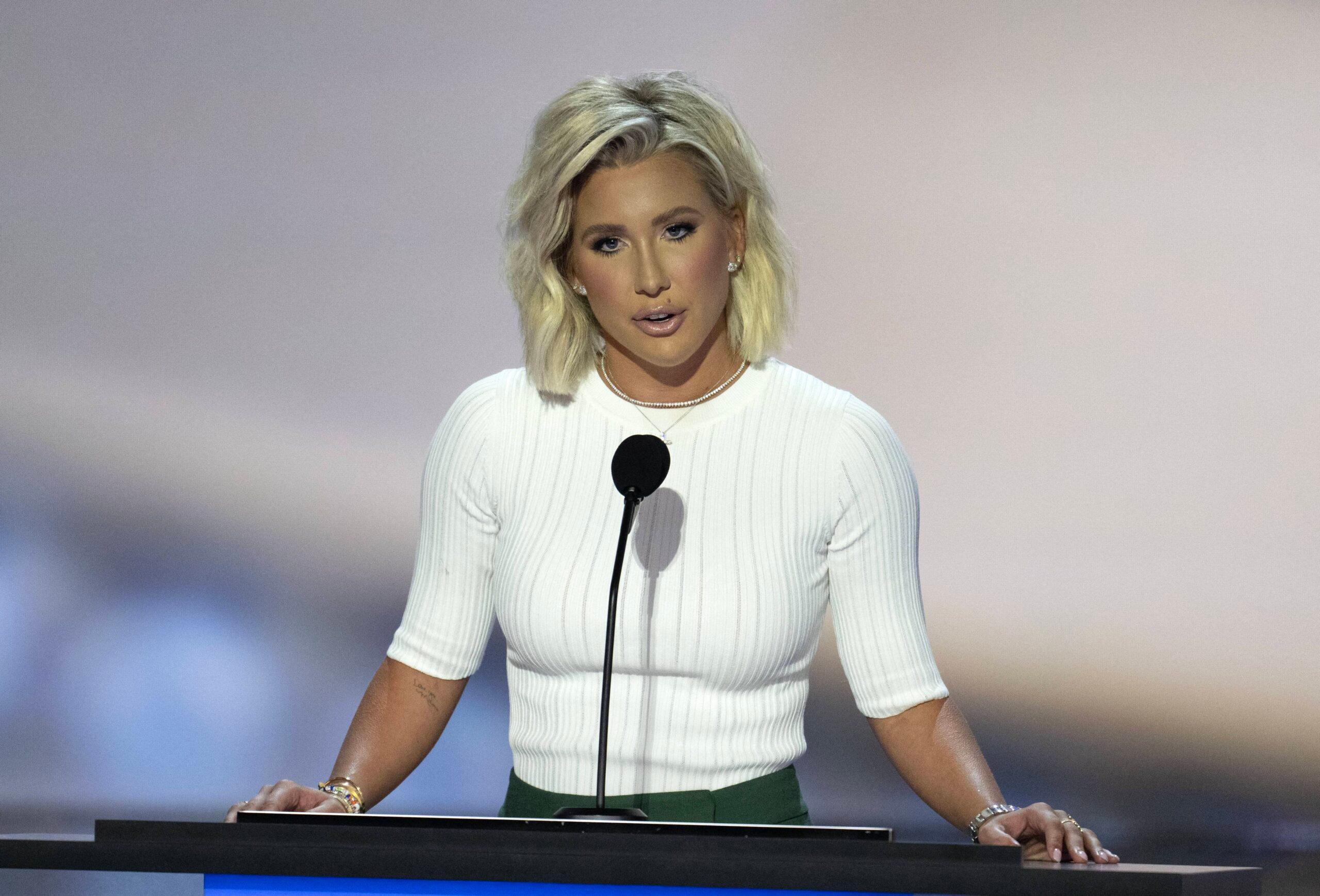 Savannah Chrisley speaking at the RNC. 