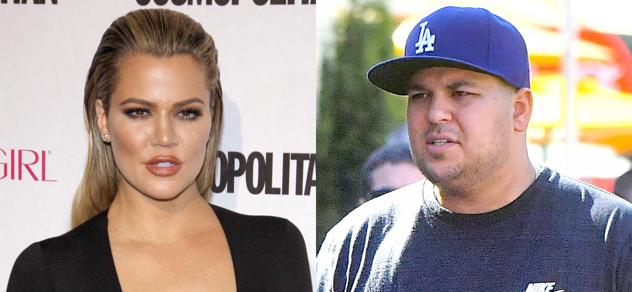 A photo collage of Khloé Kardashian and her brother Rob Kardashian