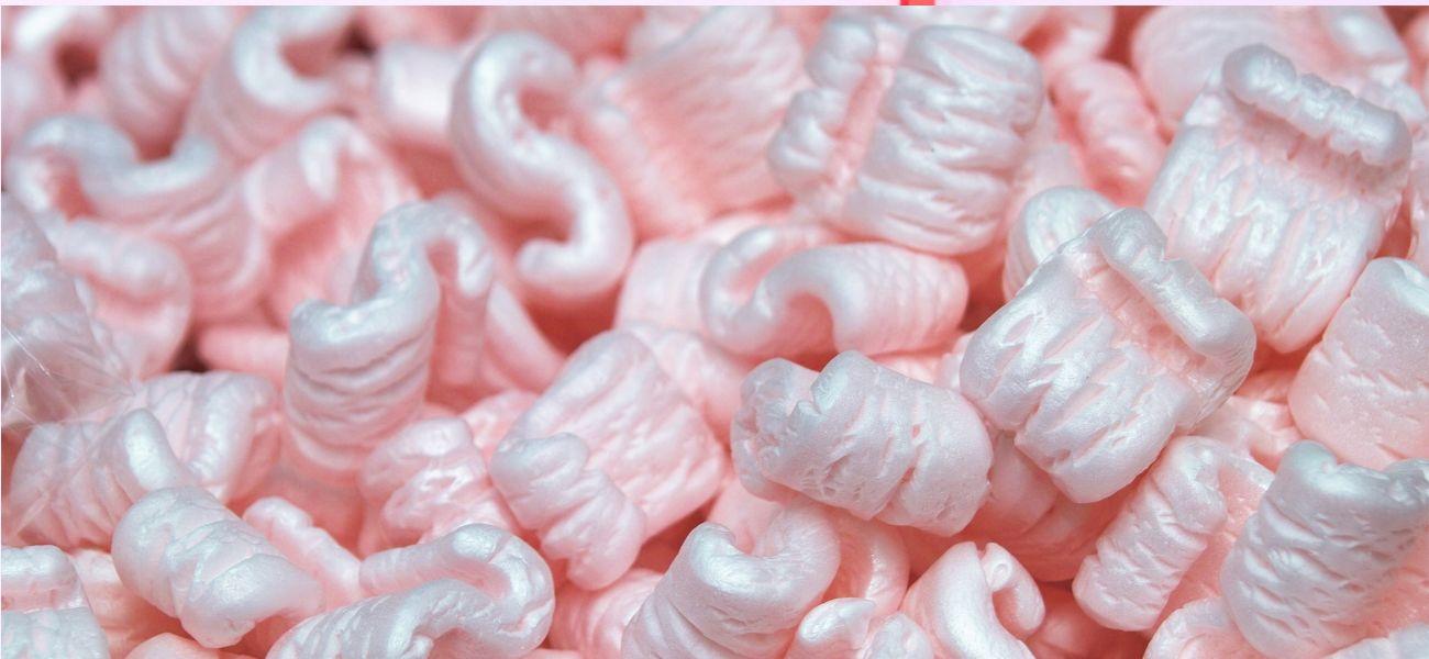 Pink packing peanuts