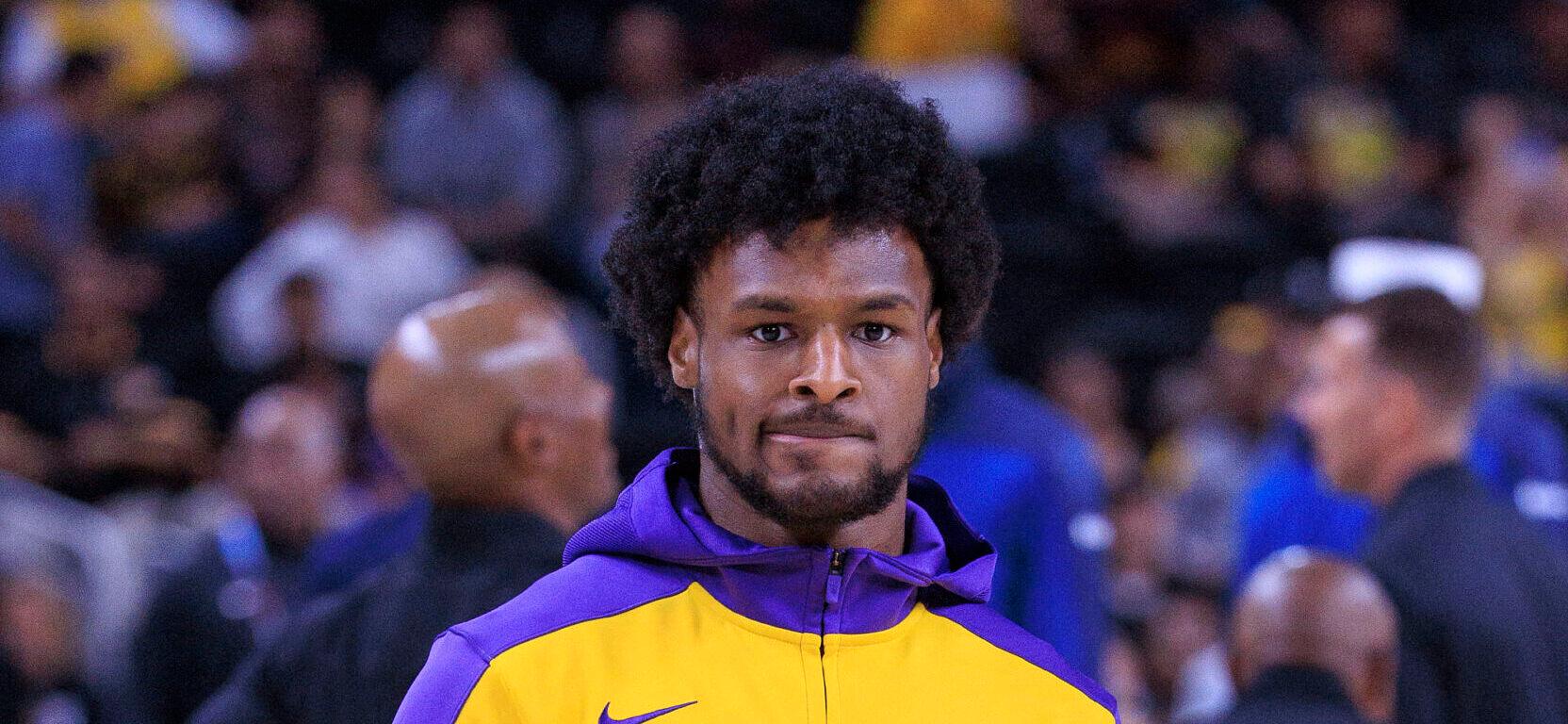 Bronny James during a Los Angeles Lakers game.