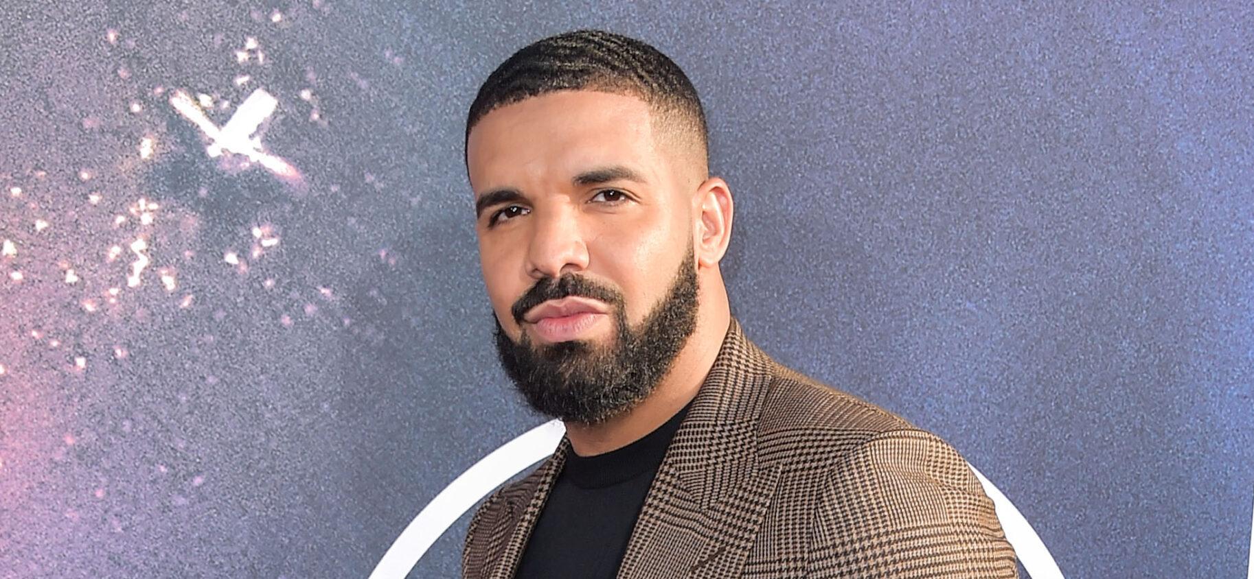 Drake posing on the red carpet.