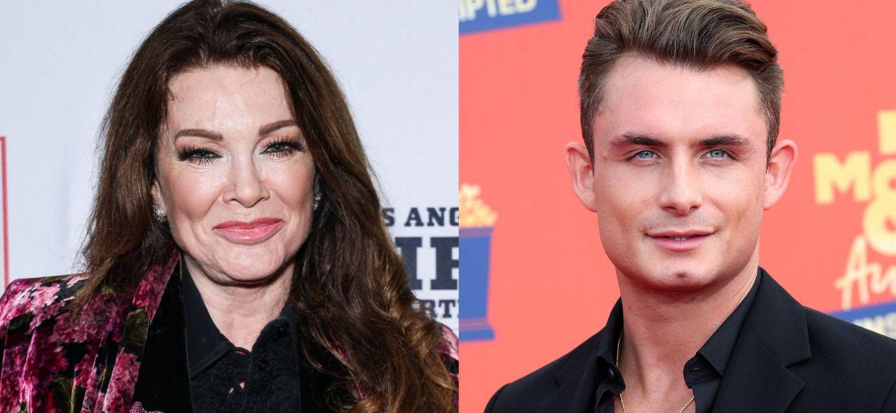 Photo collage of James Kennedy and Lisa Vanderpump.