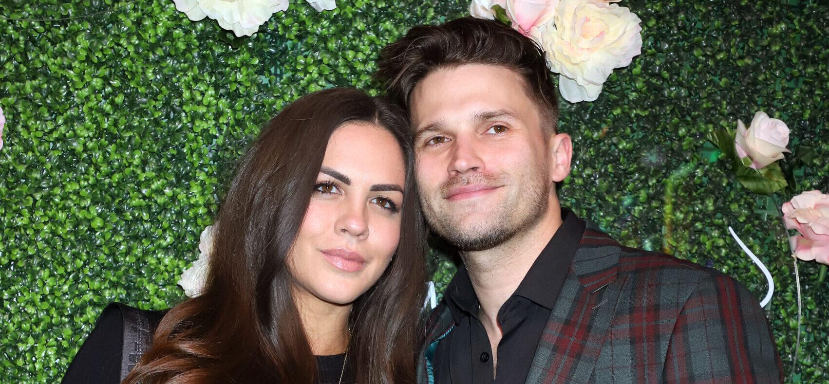 Tom Schwartz and Katie Maloney posing together on the red carpet.