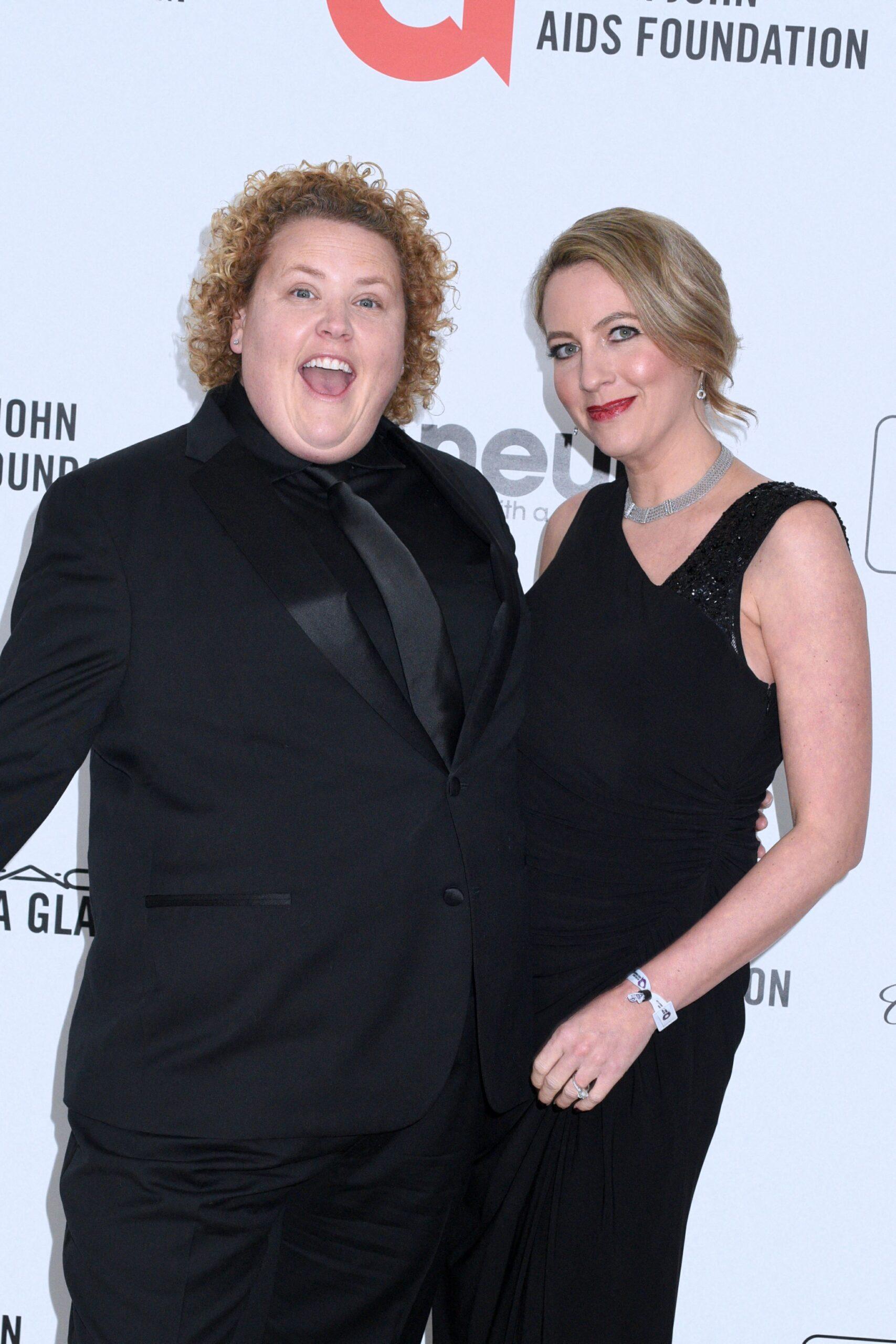 Fortune Feimster and wife Jacquelyn Smith at Elton John AIDS Foundation Oscar Viewing Party