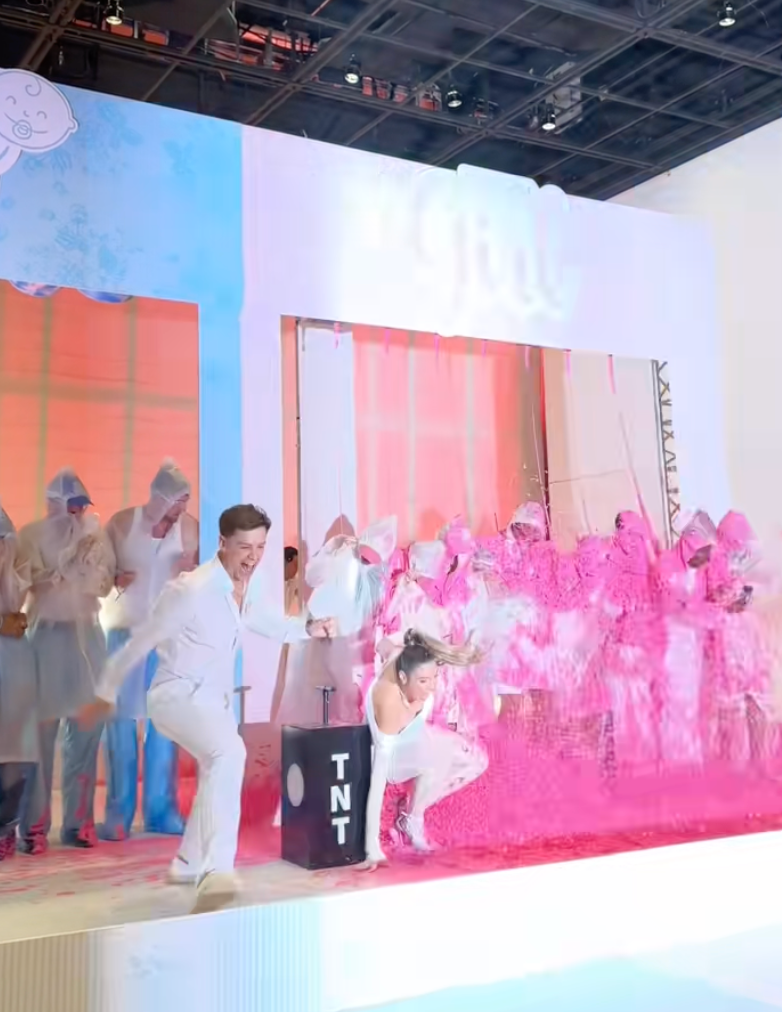 Lele Pons falls at gender reveal party