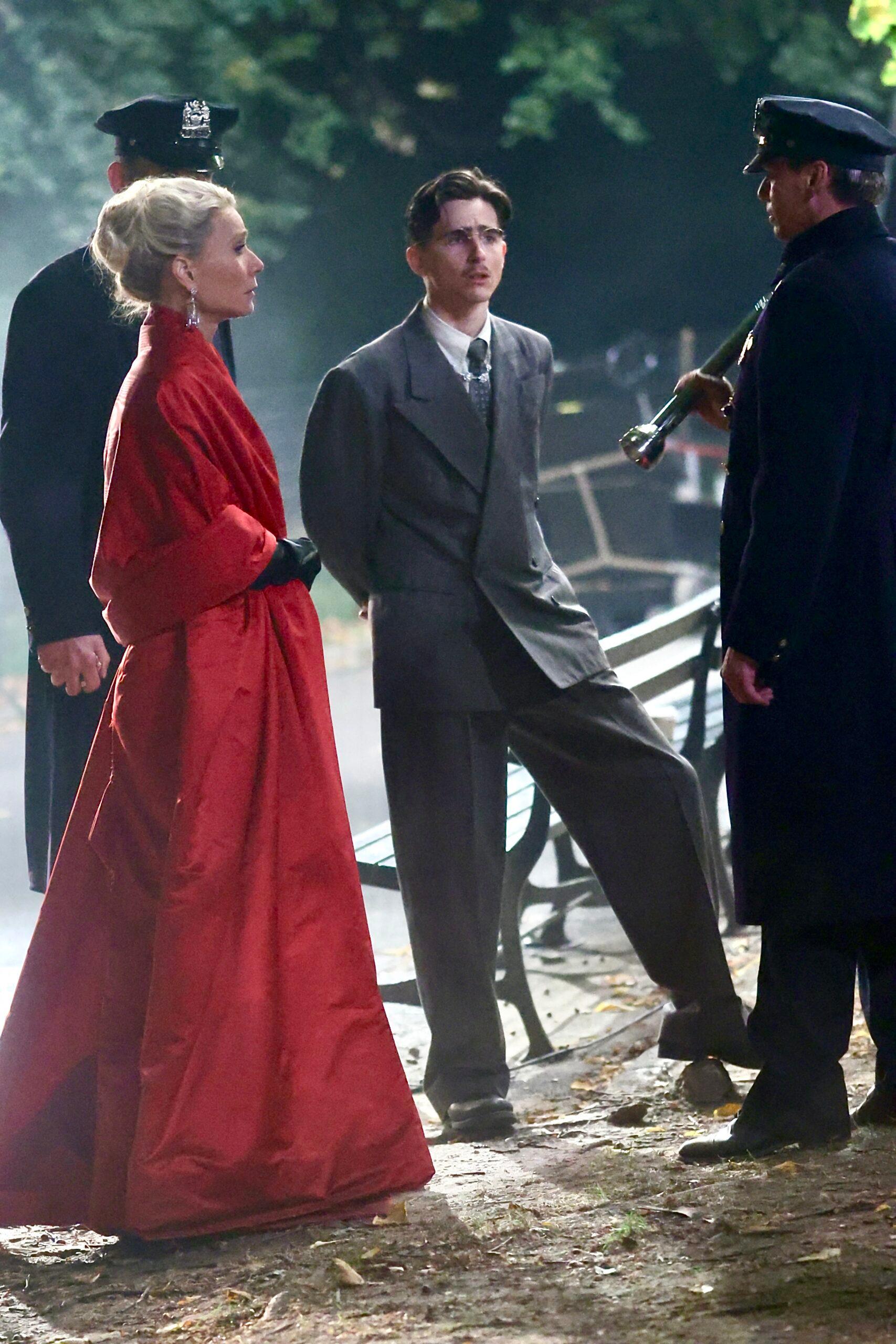 Timothee Chalamet and Gwyneth Paltrow on the set of Marty Supreme