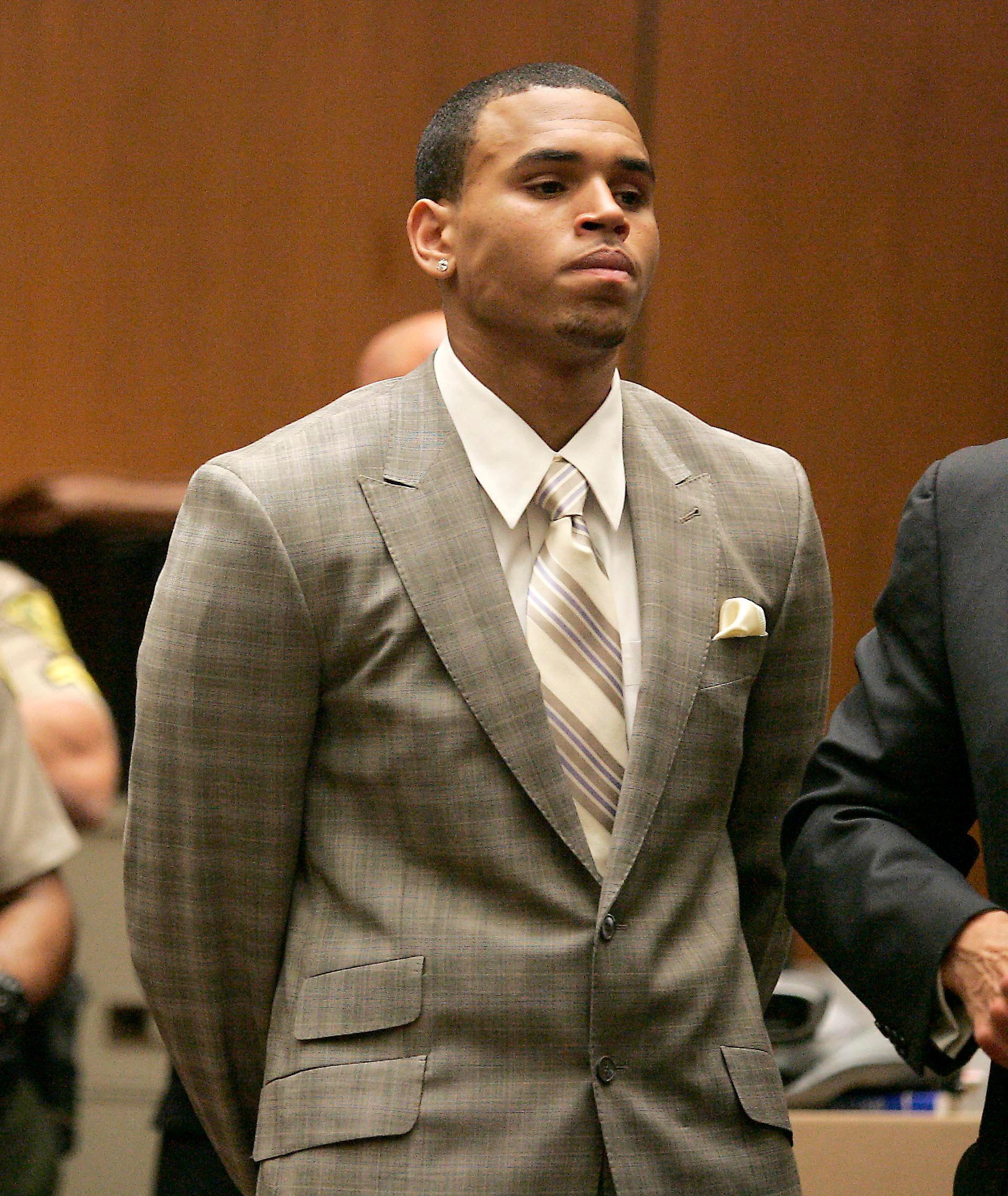 Singer Chris Brown arrives for preliminary hearing in Rihanna assault case in Los Angeles