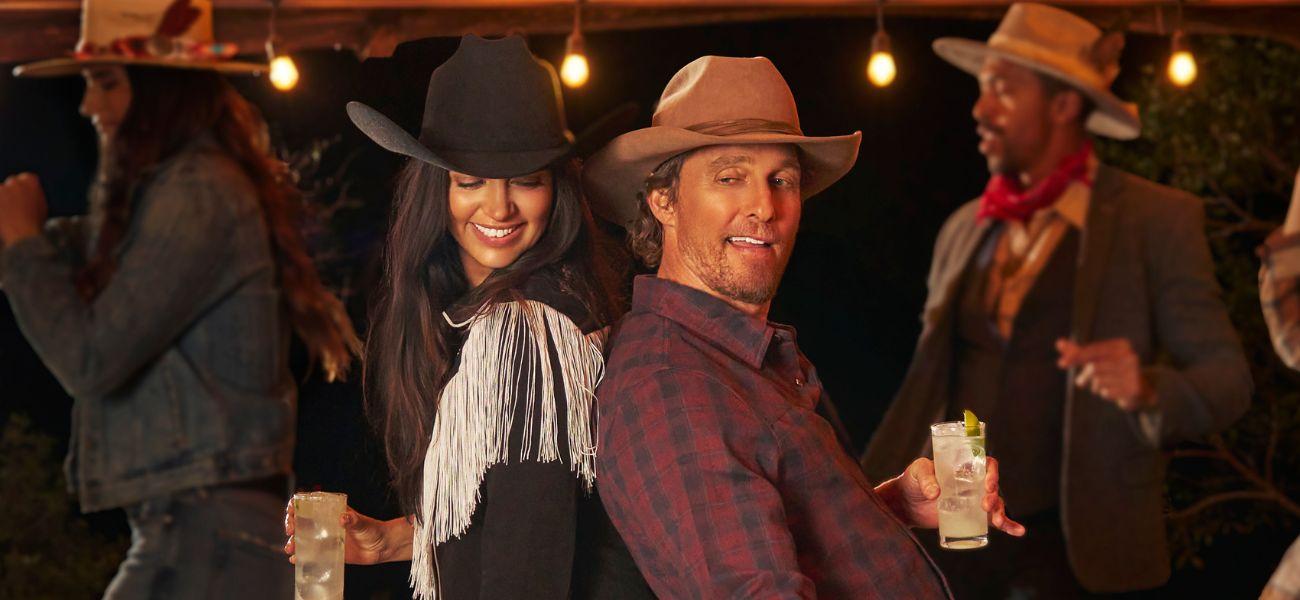 Matthew and Camila McConaughey with cowboy hats