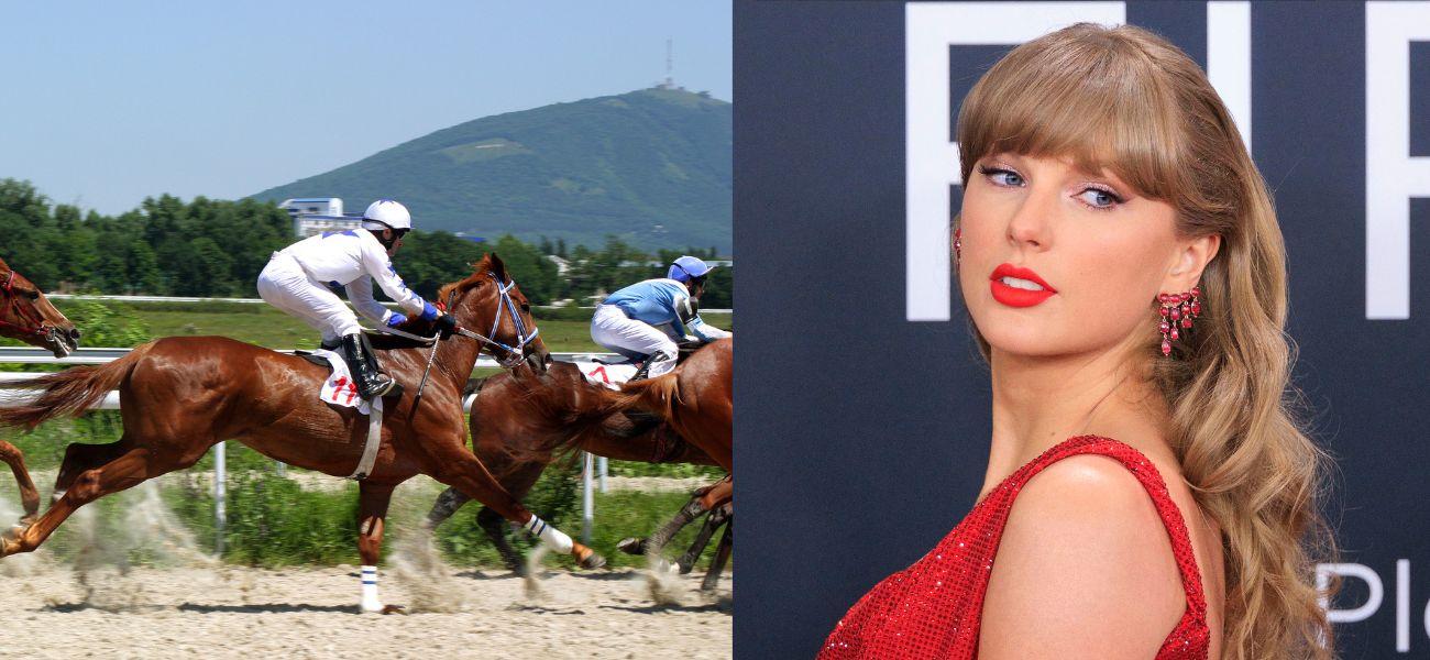 Horse racing (left) Taylor Swift (right)