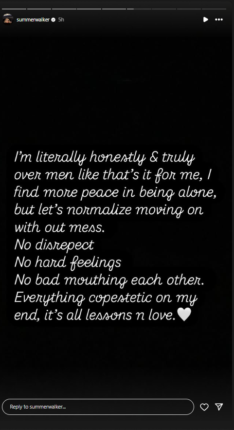 Summer Walker says she is done with men