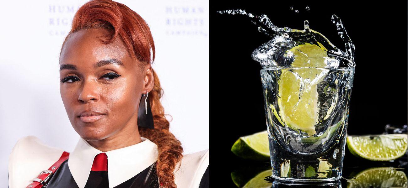 Janelle Monae (left) tequila shot (right)