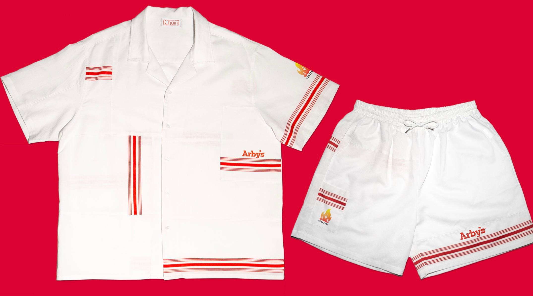 Arby's napkin shirt and shorts