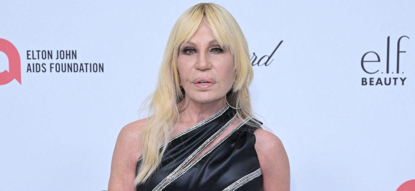 Donatella Versace at the 2025 Elton John AIDS Foundation Oscar Party
