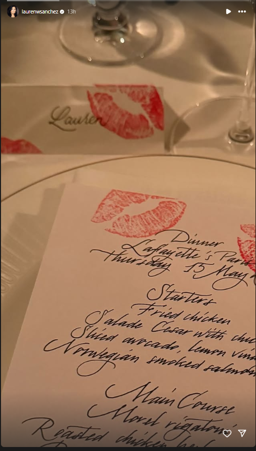 Lauren Sanchez bachelorette bash meal course