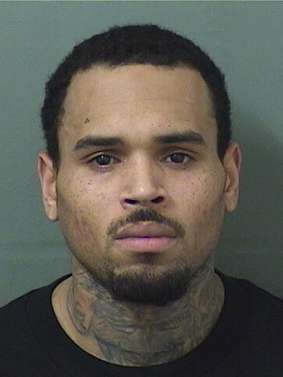 Chris Brown's mugshot after he was arrested following a concert in Florida.