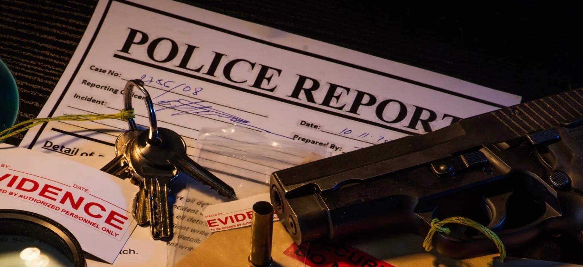 Police report on a table