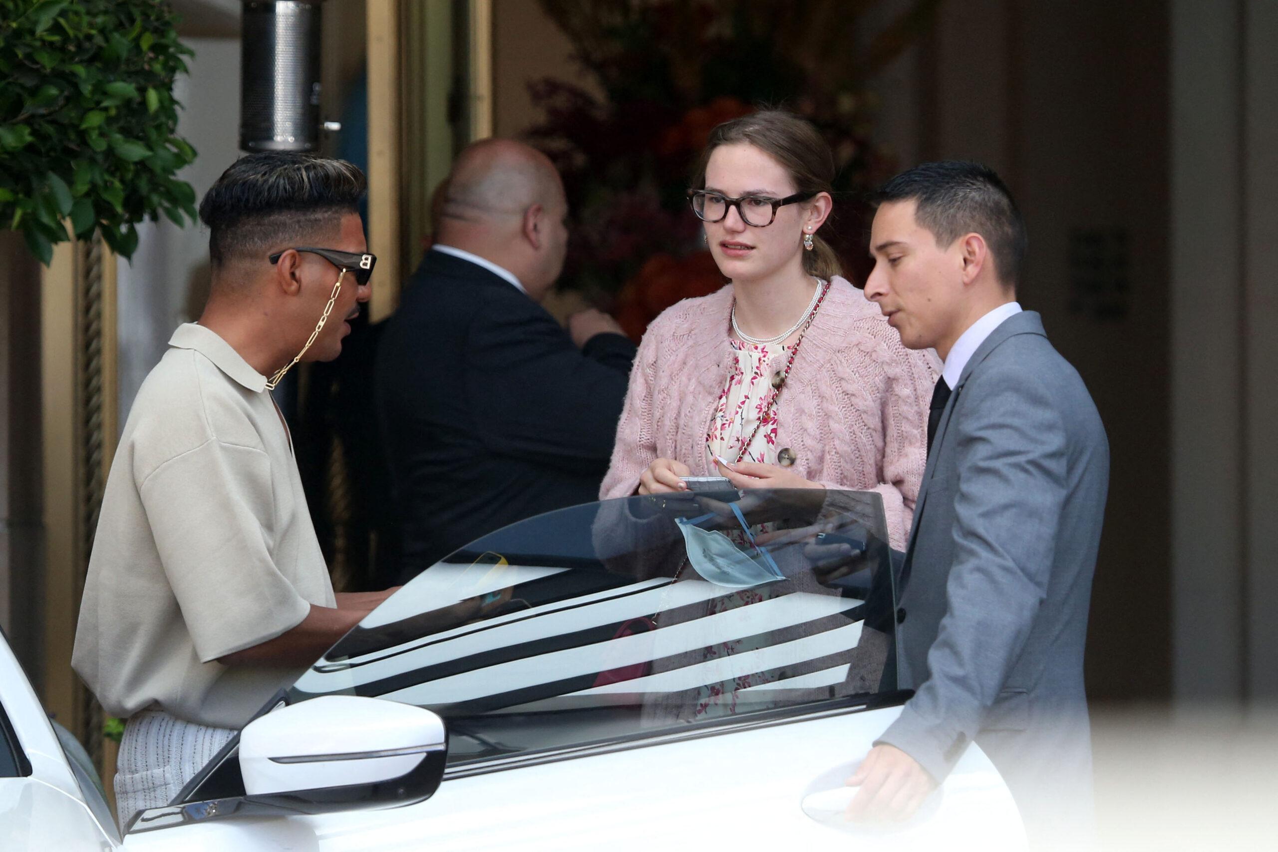 Violet Affleck is seen leaving The Maybourne hotel Beverly Hills after having lunch with stepmom Jennifer Lopez