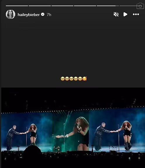 Justin Bieber on stage with SZA