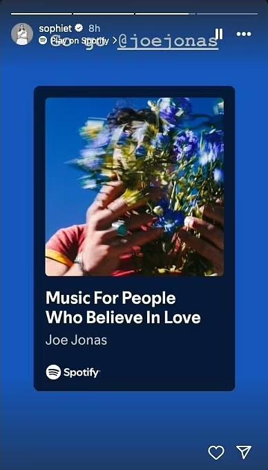 Sophie Turner's Instagram Stories of Joe Jonas music