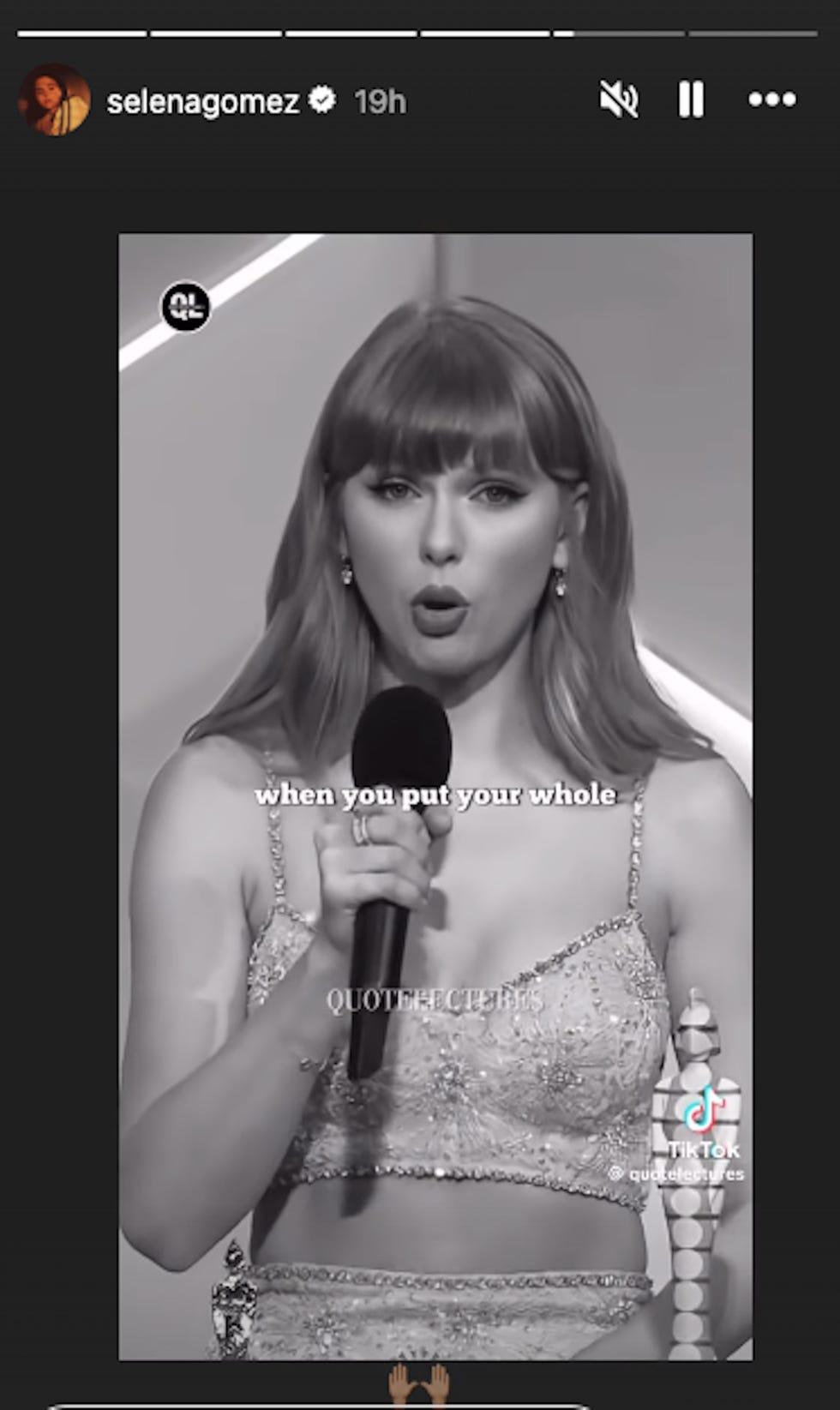 Selena Gomez's repost of Taylor Swift's speech