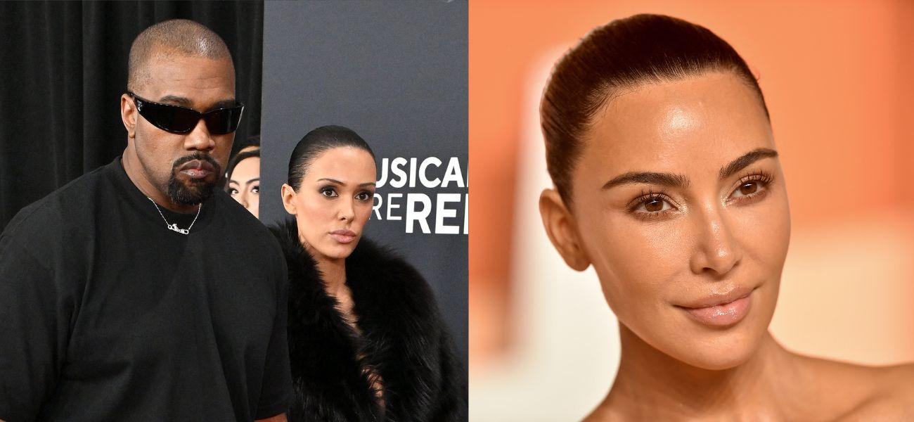 Kanye West and Bianca Censori (left) Kim Kardashian (right)