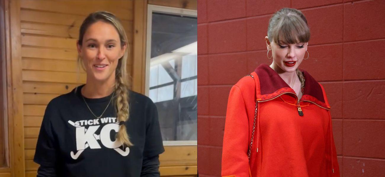 Kylie Kelce (left) Taylor Swift (right)