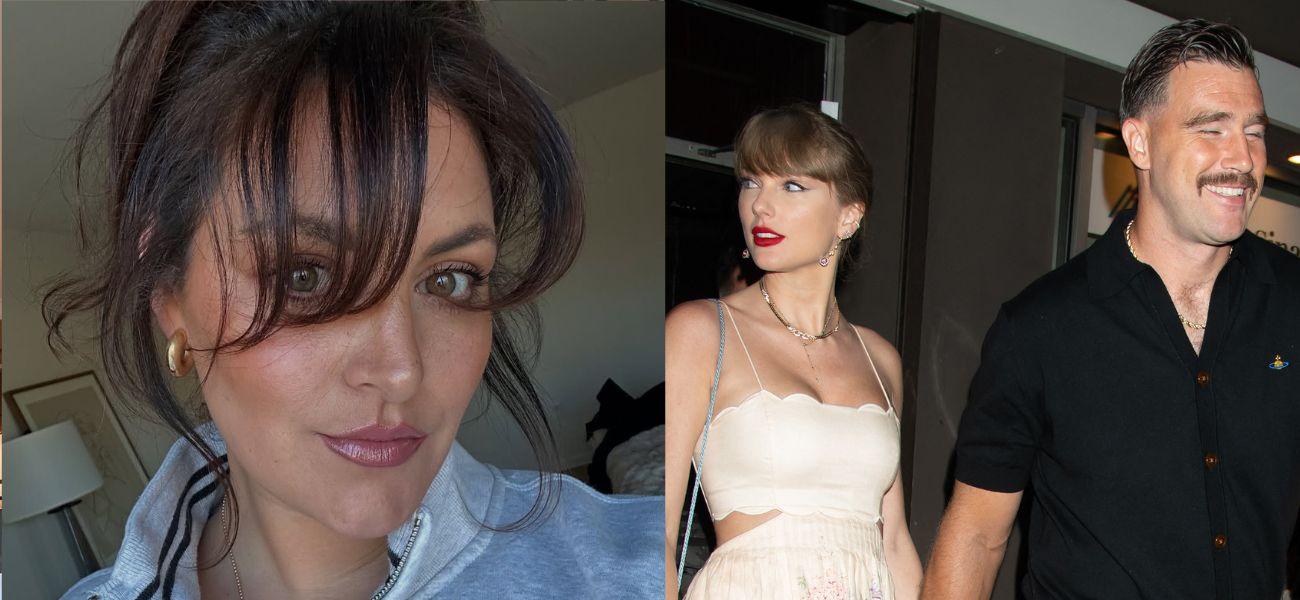 Kristina Zias (left) Taylor Swift and Travis Kelce (right)