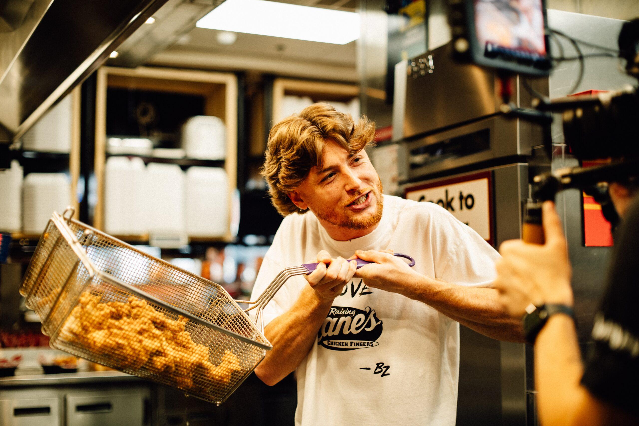 Bailey Zimmerman frying chicken