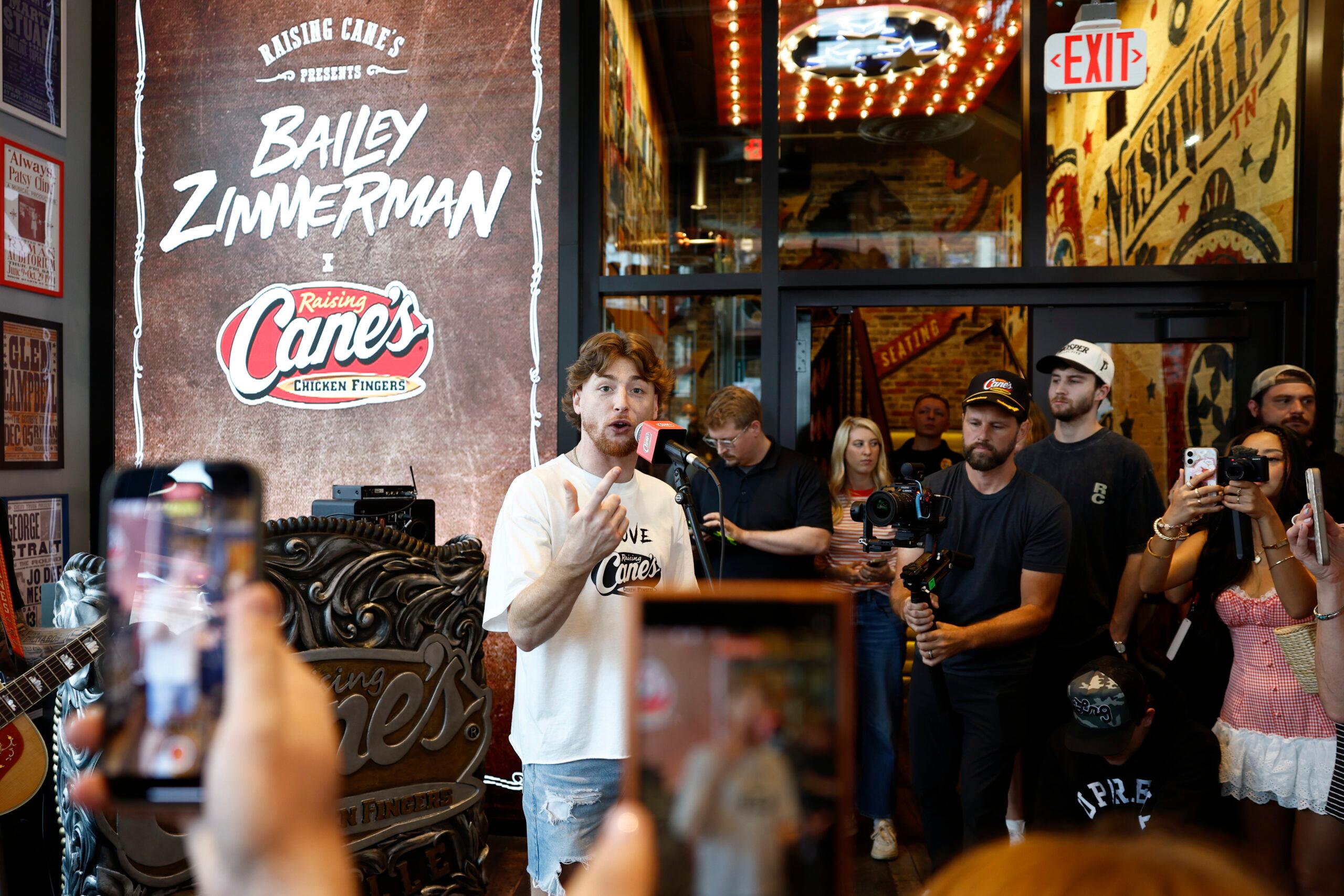 Country Singer Bailey Zimmerman Works CMA Fest "Shift" At Raising Cane's Nashville Flagship