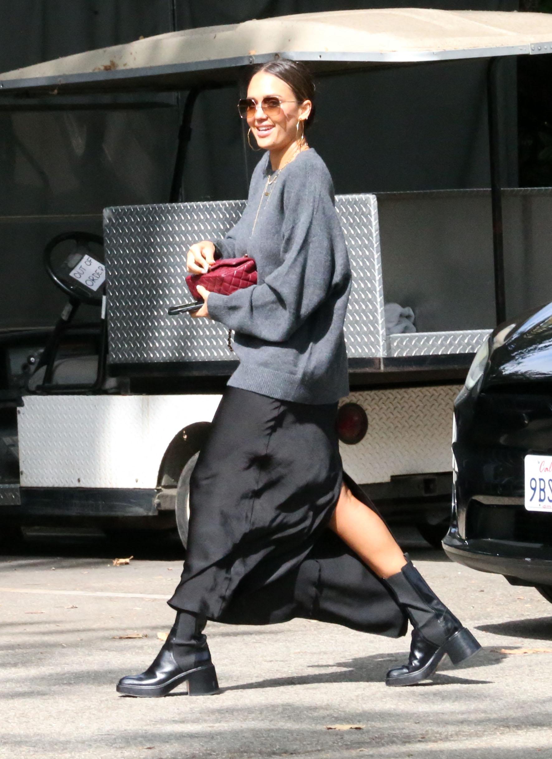 Jessica Alba is seen arriving at the Belair hotel