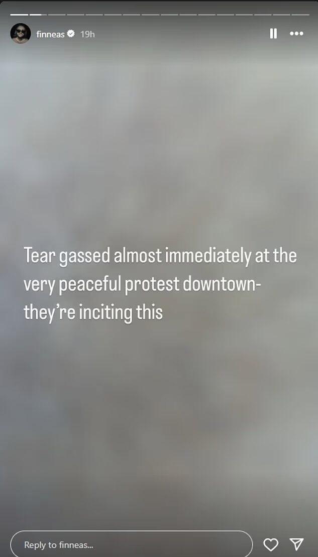 Finneas' Instagram Stories about protests