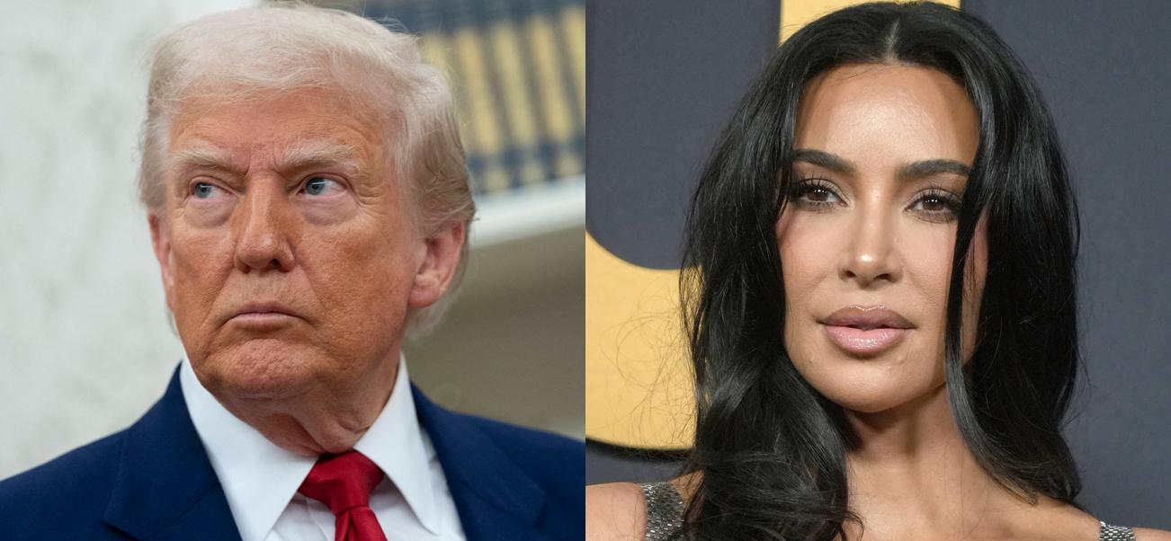 A photo collage of Donald Trump and Kim Kardashian