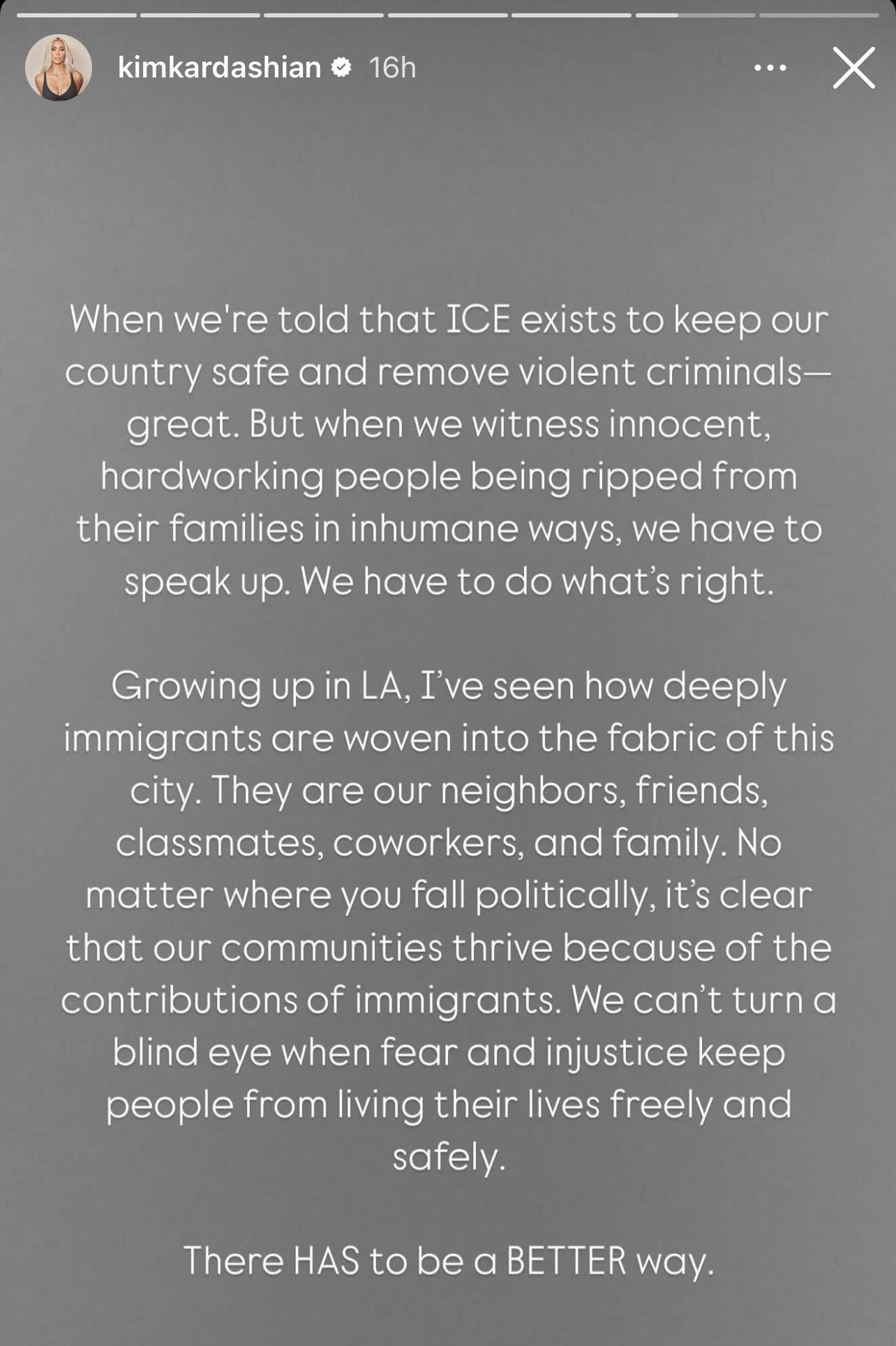 Kim Kardashian slams ICE
