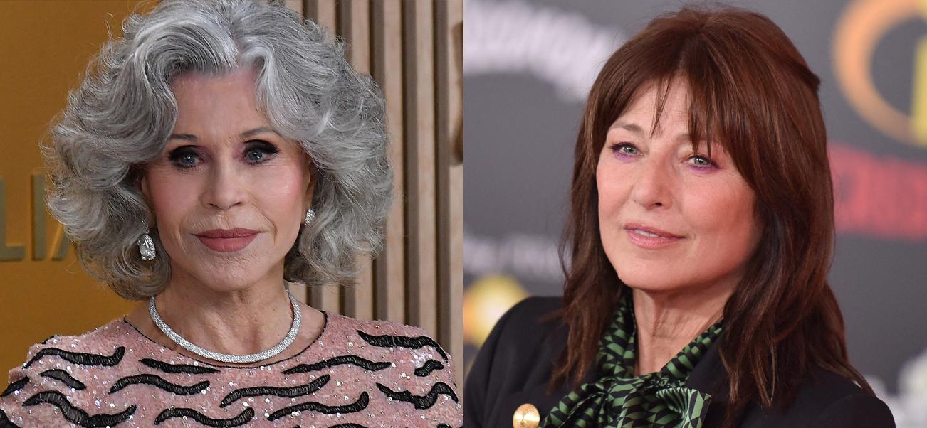 A photo collage of Jane Fonda and Catherine Keener