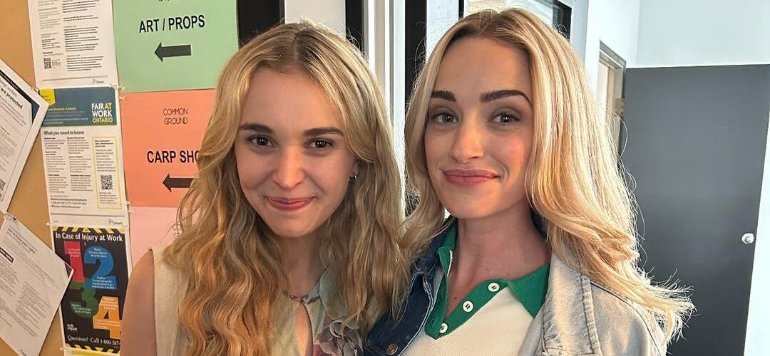 Brianne Howey and Nikki Roumel on set of Ginny and Georgia