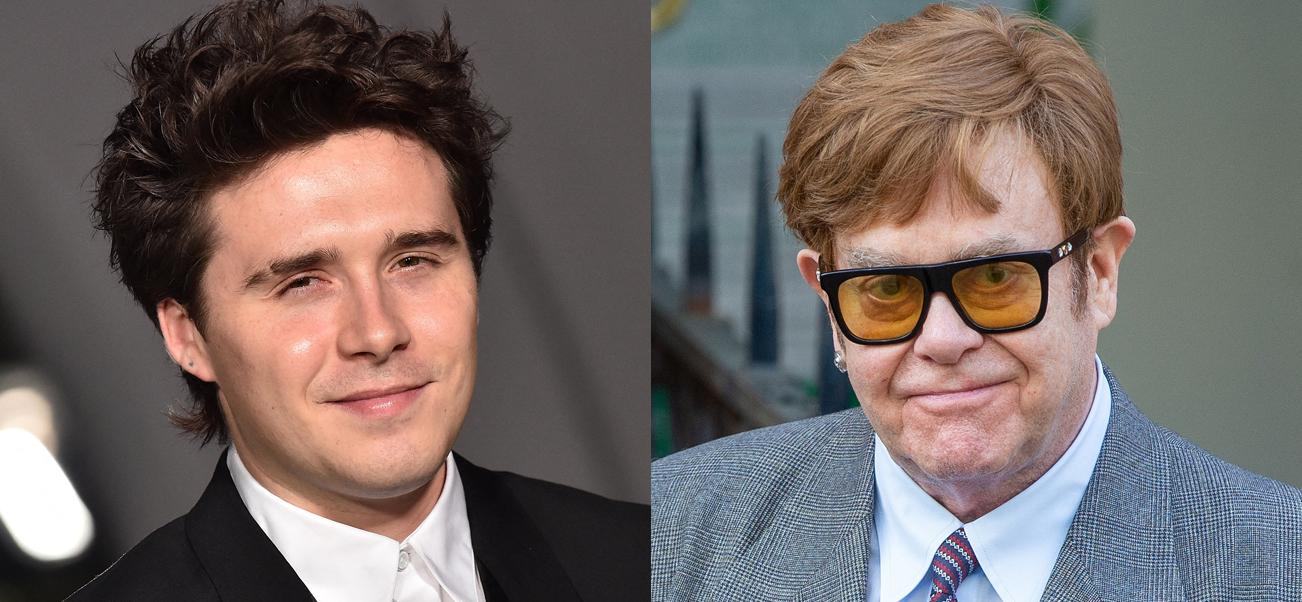 A photo collage of Brooklyn Beckham and Sir Elton John