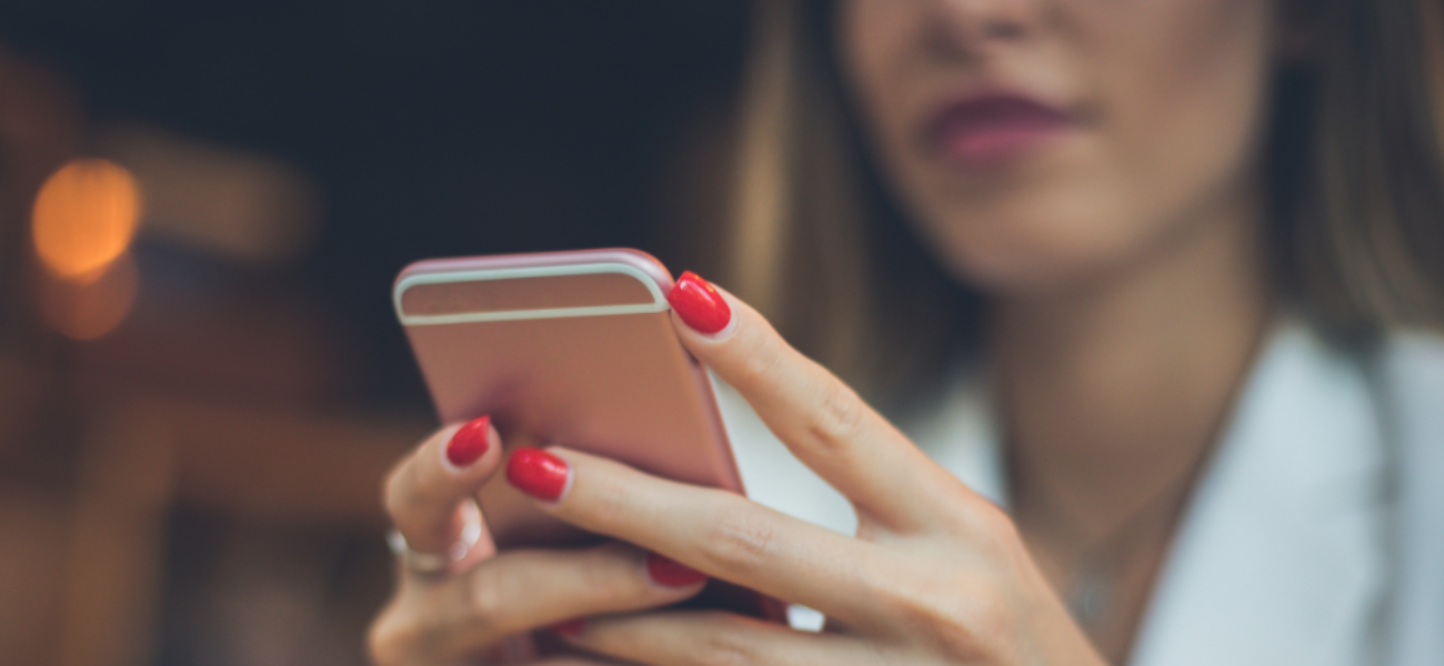 Woman looking at cell phone
