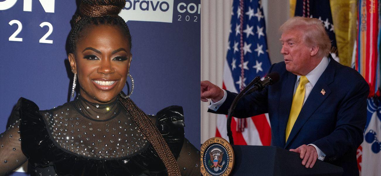 Photo collage of Donald Trump and Kandi Burruss.