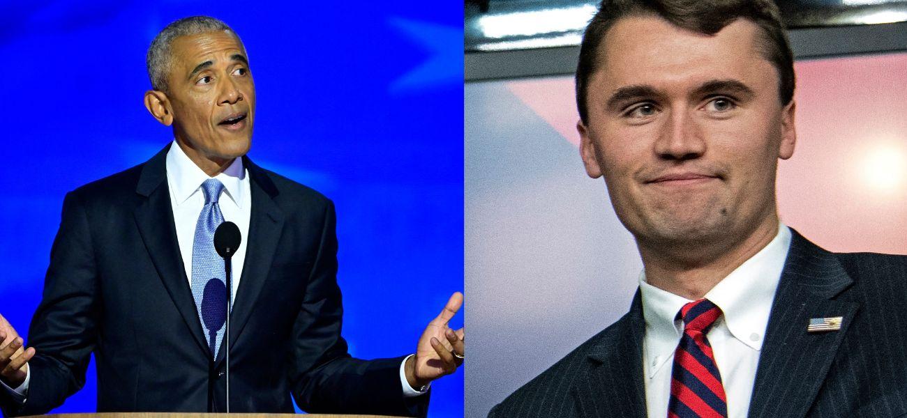 Photo collage of Barack Obama and Charlie Kirk.